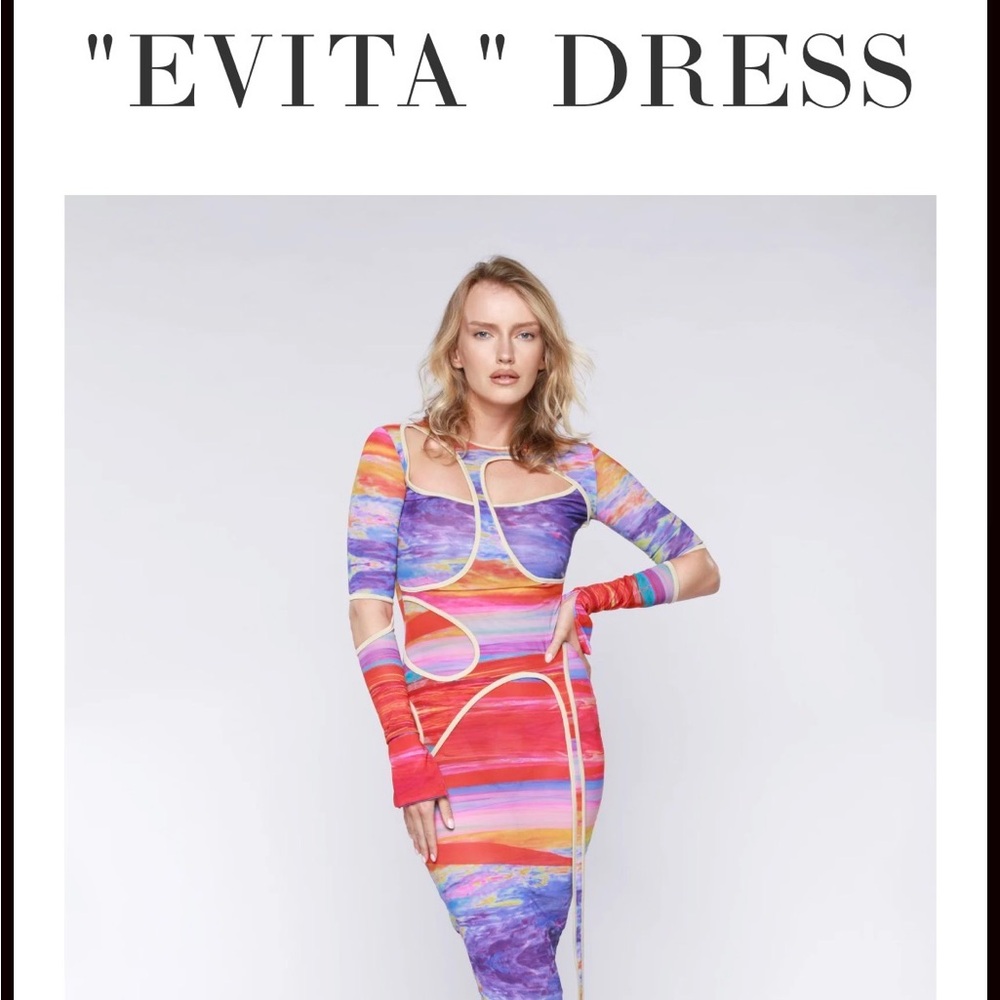 Westly Johns “Evita” Dress: Asymmetrical Multicolor Dress